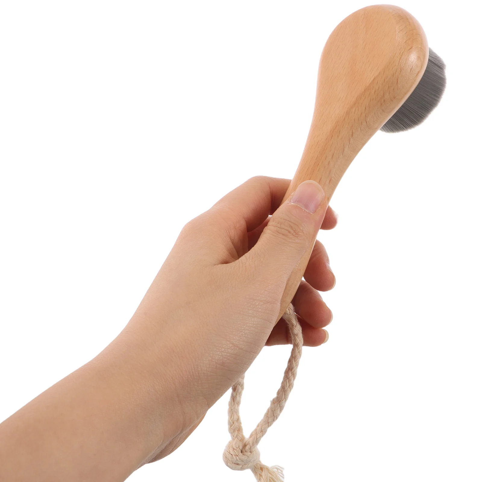 Soft Face Cleansing Brush Long Handle Deep Exfoliating Fiber Bristles Face Wash Tool for Daily Skin Care and Gentle Facial