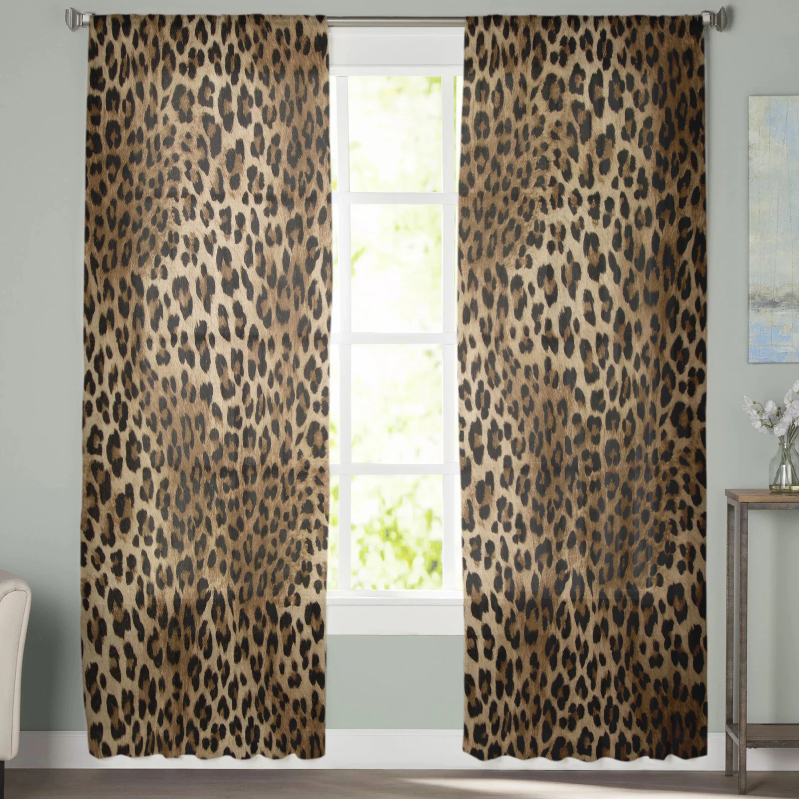 Leopard Print Modern Curtains For Living Room Transparent Tulle Curtains Window Sheer For The Bedroom Accessories Decor