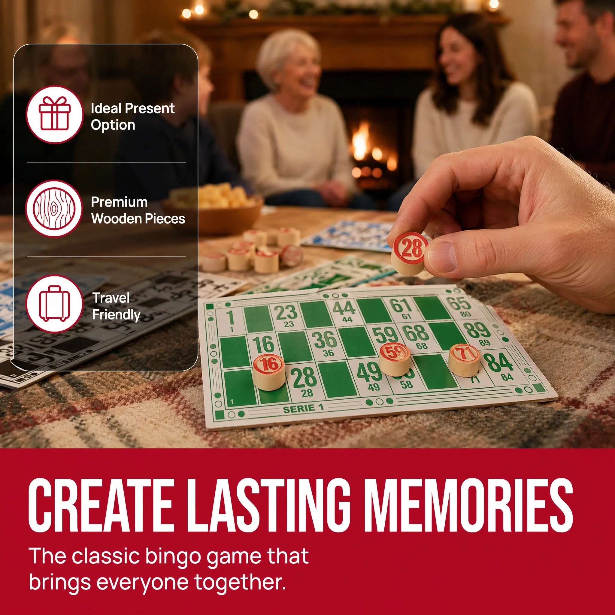 Bingo Number Chess Set Durable Logical Thinking Party Board Game for Family Fun Travel Kids and Adults