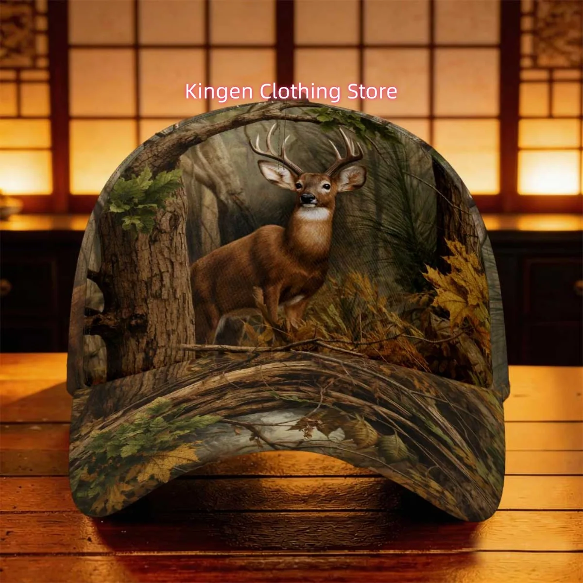 1pc Forest Stag Autumn Woodland Baseball Cap Christmas Gift Foldable Sports Cap Skateboarding Gift for Mom Full Print Pattern Li