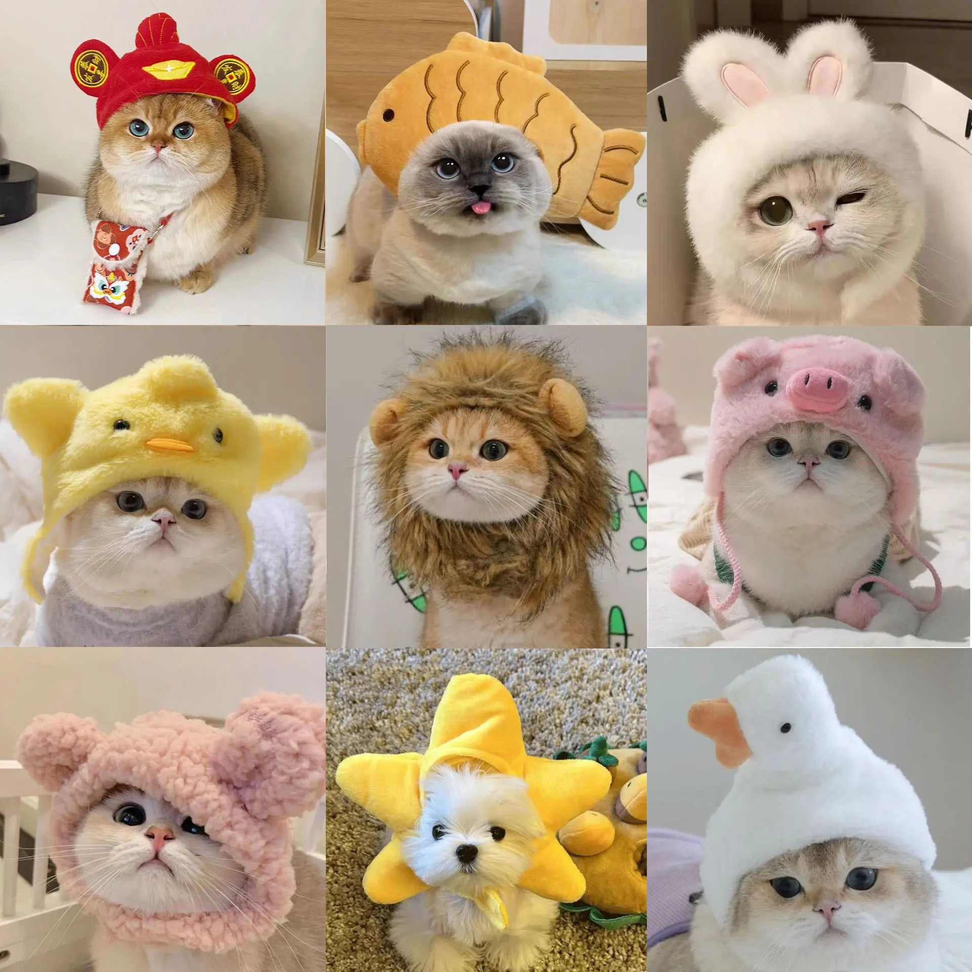 

Cute Pet Hairpieces, Cats & Dogs Funny Lion Headwear Suitable For Clothing Styling Party And Fun Outfits.