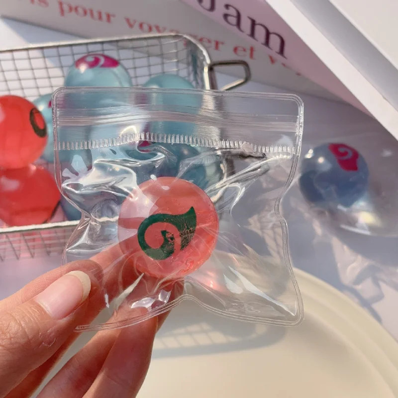 2 Stück neue Squishy Tabas Stressball Cartoon Animation Clear Mini TPR Soft Sticky Bag Ball Squeeze Fidget Kinderspielzeug Urlaubsgeschenke