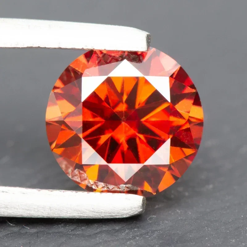 Moissanite Stone Round Cut Garnet Color VVS1 with GRA Certificate for Gemstone Charms Beads Advanced Jewelry Making Materials