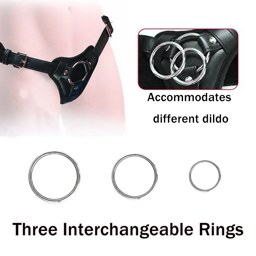 حزام على دسار تسخير الجنس ل BDSM ، عالية الجودة يمكن ارتداؤها بنطال جلدي الرجال ربط دسار حزام قابل للتعديل ، خواتم أحجام متعددة