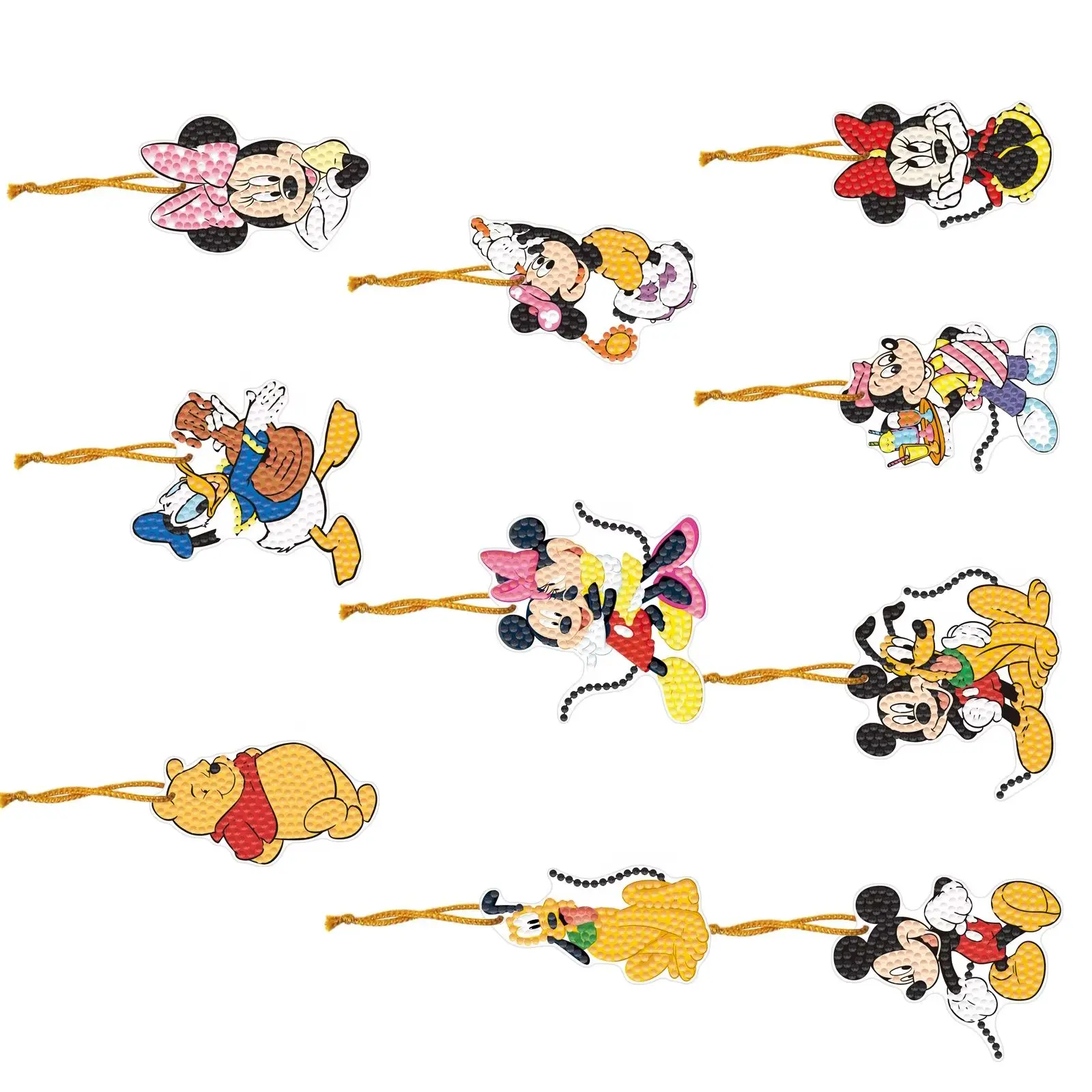 سلسلة مفاتيح كارتون ميكي ووني ذا بوه DIY الماسية وحقيبة نسائية إبداعية وإكسسوارات السيارة