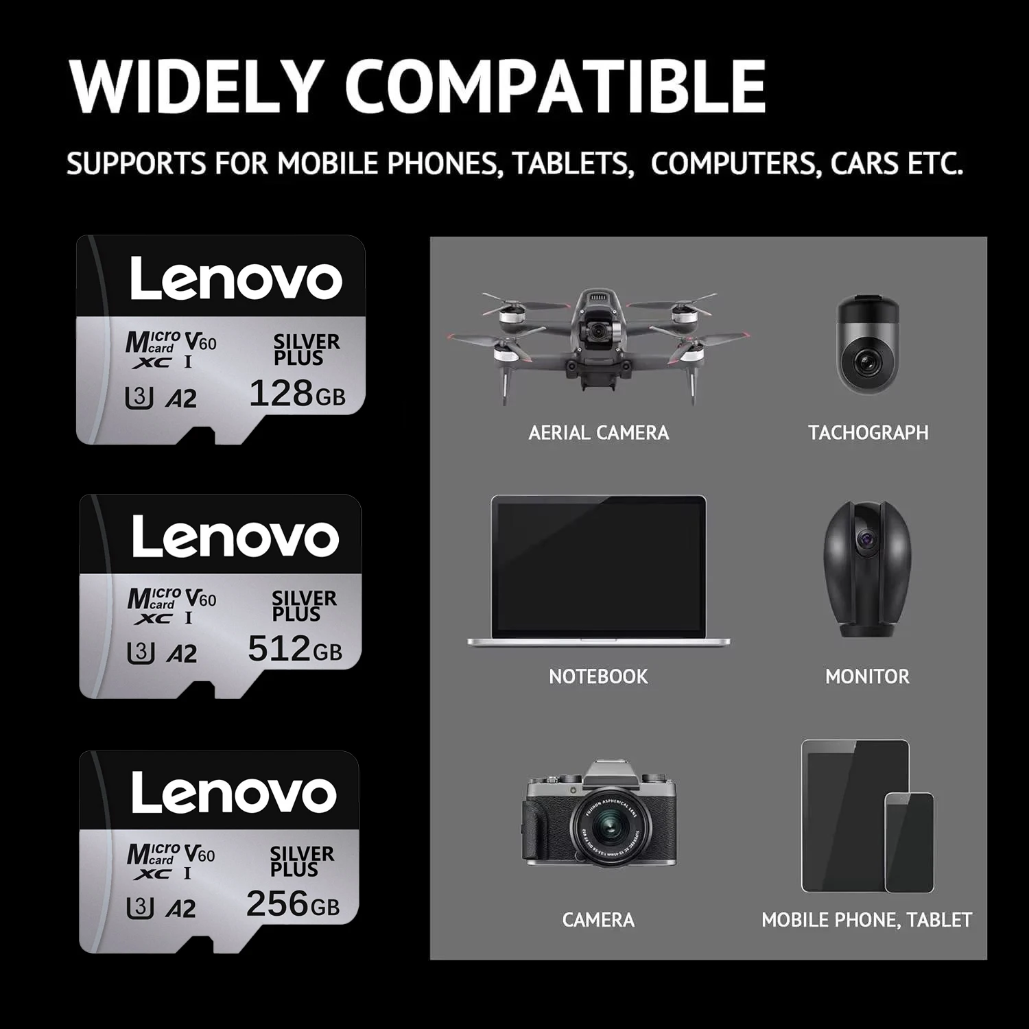 Lenovo 512GB High Speed Micro TF/SD Card V60 U3 High Endurance Memory Card For Cell Phone Camera Dash Cam Nintendo Switch