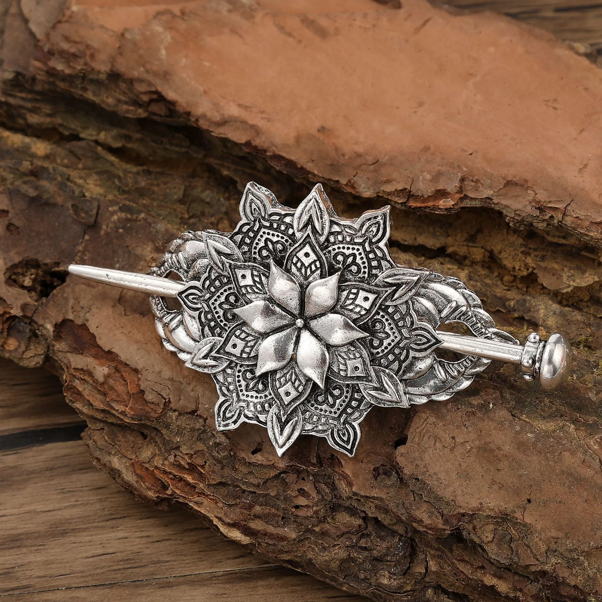 1 قطعة دبوس الشعر زهرة شعبية الاسكندنافية الرجعية Normcore سلتيك عقدة عصا إكسسوارات الشعر القوطية فايكنغ النمط النرويجي الطرف