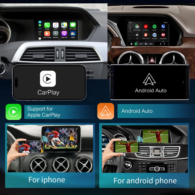 Wireless CarPlay for Mercedes Benz A Class W176 B W246 CLA GLA C-CLass W204 E-Class W212 C207 CLS W218 ML GL GLK SLK R72 G W463