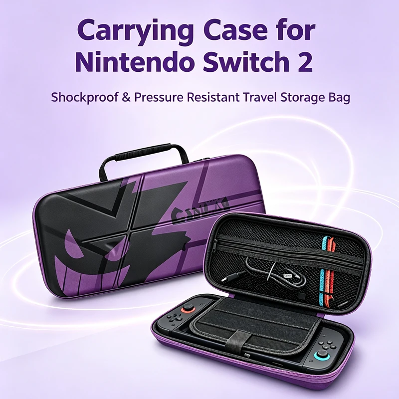 Carrying Case for Nintendo Switch 2, Hard EVA Shell Travel Protective Storage Bag Fit Charger & Pro Controller Gaming Accessory