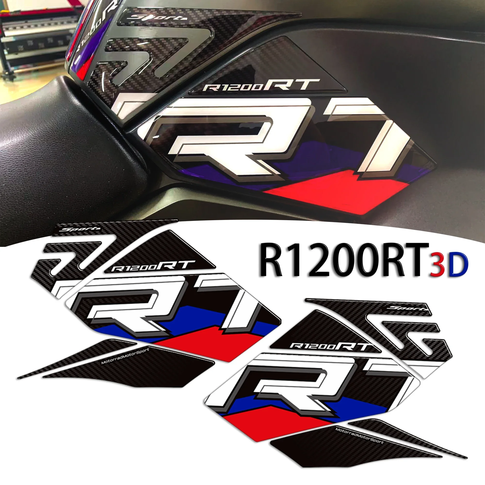 

R 1200 RT FIT BMW R1200RT Protector Tank Pad Grips Kit Knee 3D Stickers Decals Fairing Fender Mudguard Trunk Luggage Cases 2016-