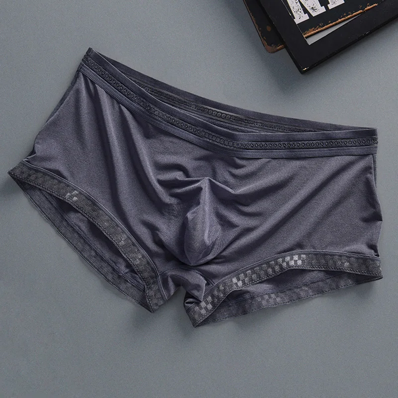 Sexy Hot Selling Ice Silk Men Underwear Seamless Transparent Boxer Shorts Ultra-thin Breathable Comfortable Panties Underpants