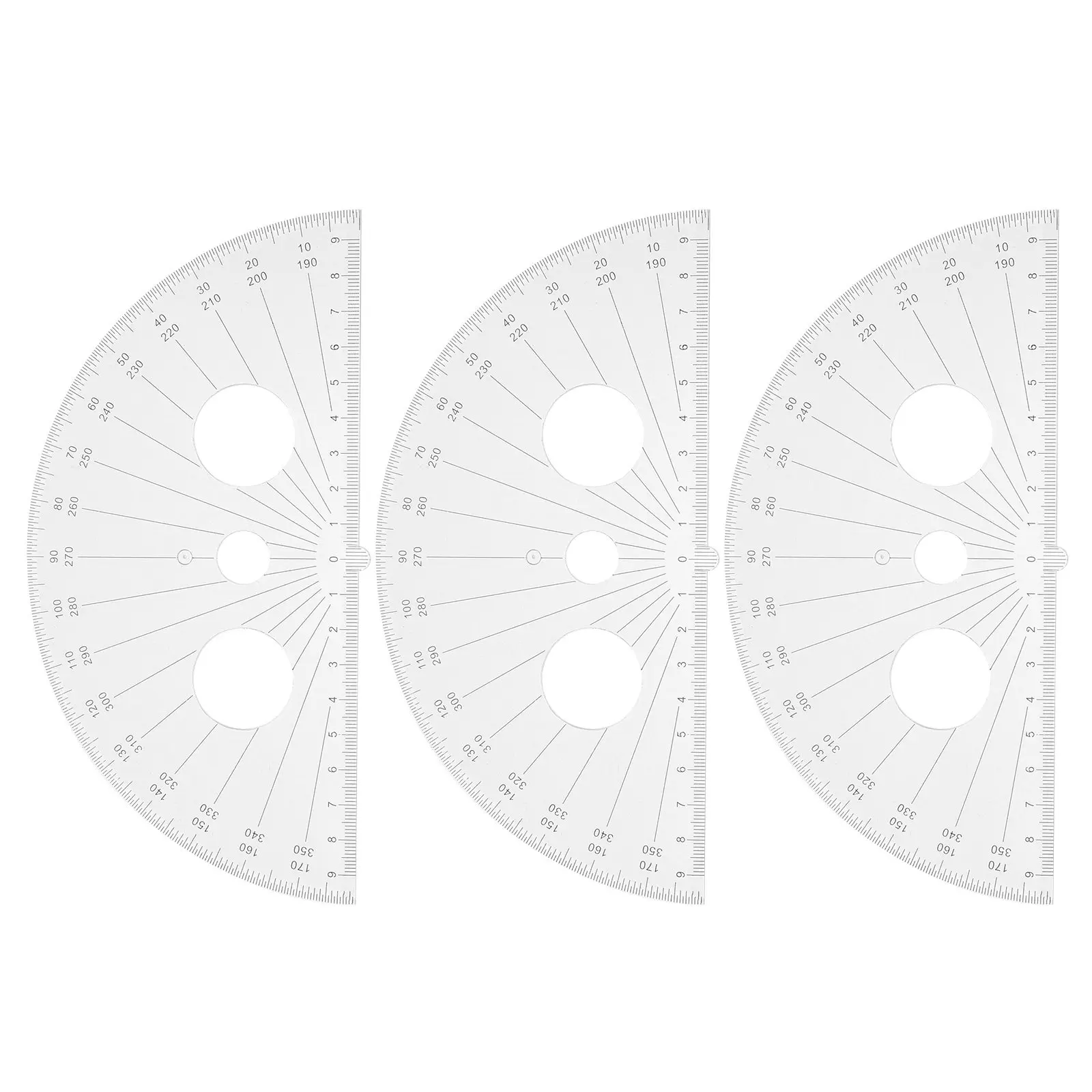 

Набор из 3 прозрачных пластиковых транспортиров-линейок, 180 градусов, полукруглые, для точного измерения углов, для студентов, учителей, черчения