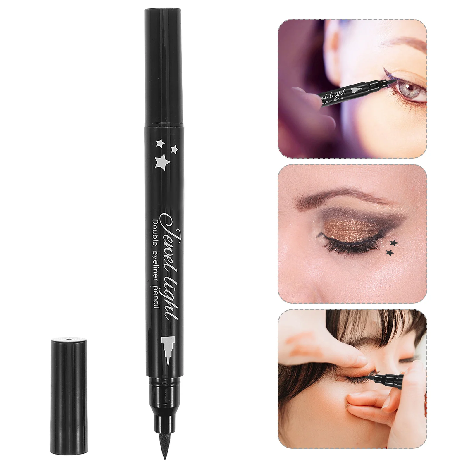 

Dual Head Waterproof Eyeliner Black Liquid Long Lasting Smudge Proof Quick Drying Eye Makeup Tool For Cat Eye