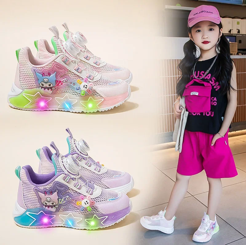 

Girly Heart Kawaii Miniso Anime Sports Shoes 2024 Summe Ins Fashion Light Soft Sole Non-slip Sneakers Lovely Gifts for Kids