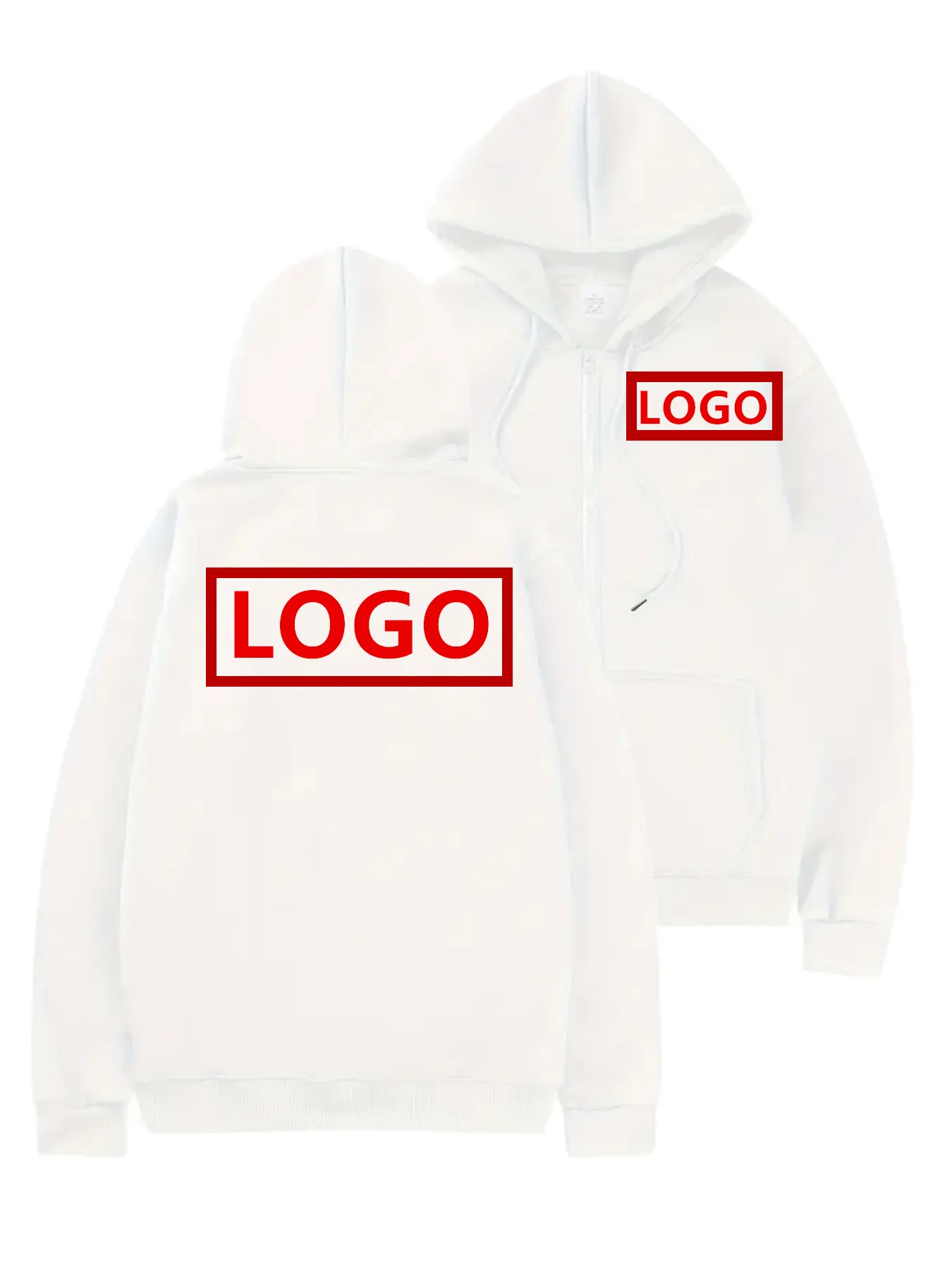 سويت شيرت بغطاء للرأس بشعار مخصص للرجال - طباعة شعار ized، نمط سترة بسحاب كامل، مزيج بوليستر قابل للغسل في الغسالة، شتاء #2