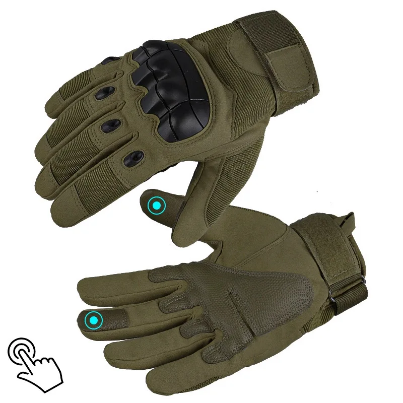 Full-finger touch-screen tactical gloves for outdoor sports, rock climbing, cycling, shooting, wear-resistant, heavy-duty protec