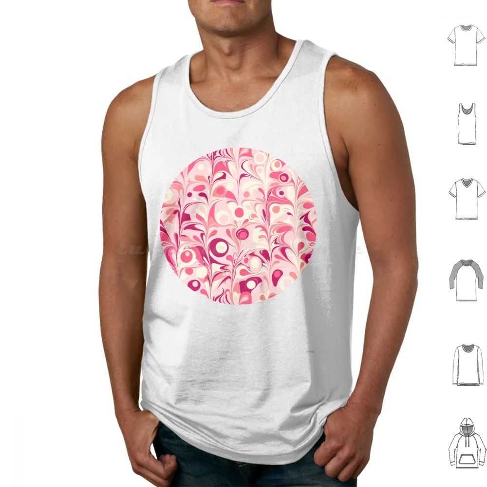 Bio-Rosa Fruity Fling Abstrakte Tanktops Druck Baumwolle Mid Century Modern Retro Bio-Rosa Geometrisch Abstrakter Fluss