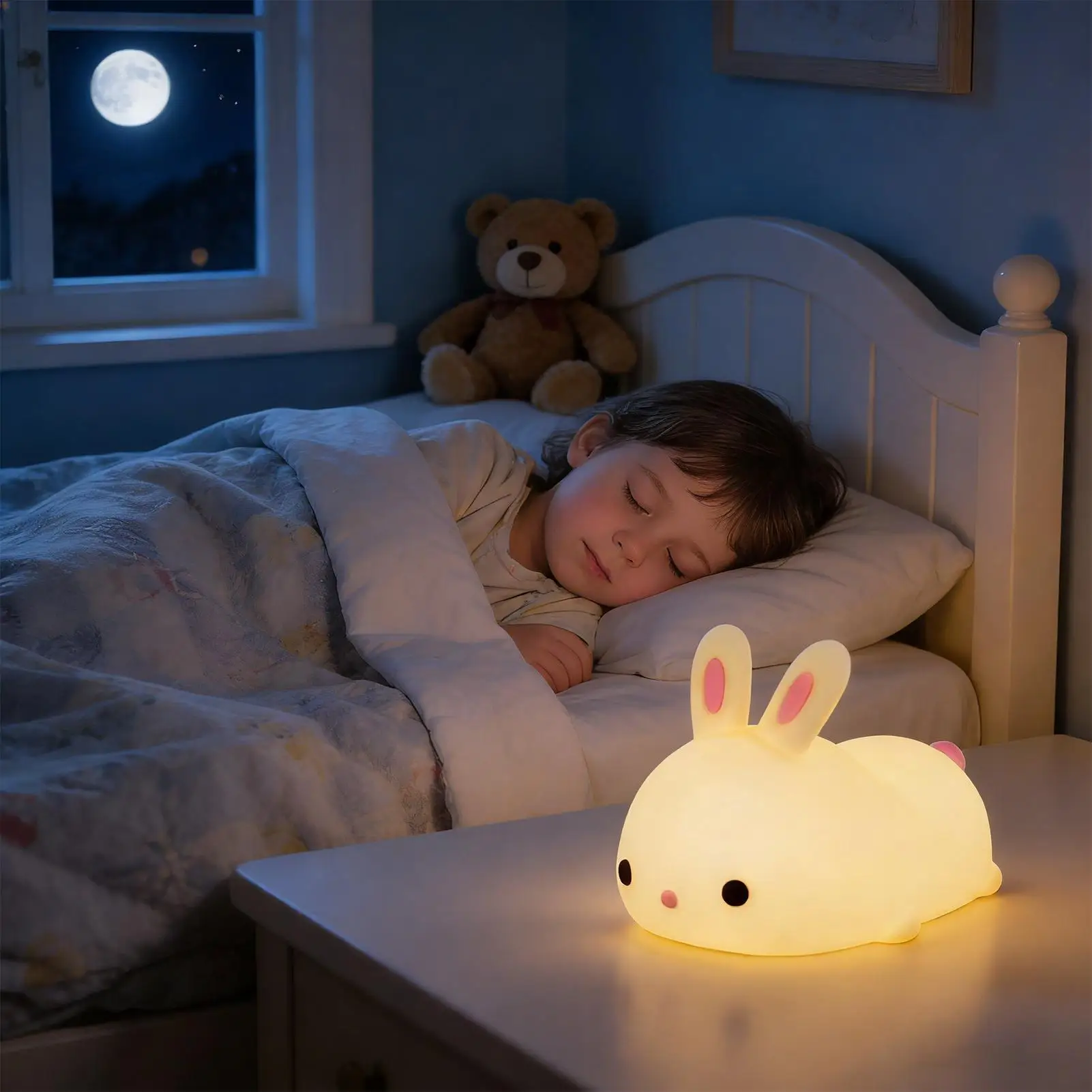 動物ランプシリコンバニータッチコントロールかわいい充電式ランプかわいいナイトライト家庭用寝室浴室保育園ベッドサイド