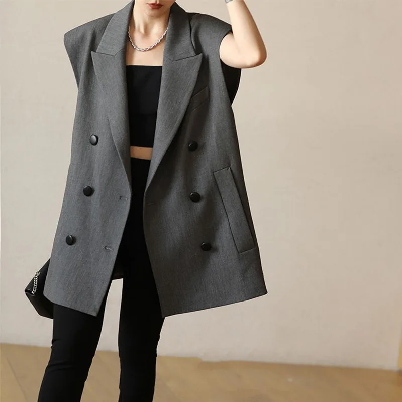 

Утягивающий женский жилет с высокой посадкой, весна 2020, модная уличная одежда, двухрядный, на пуговицах, из полиэфирного волокна