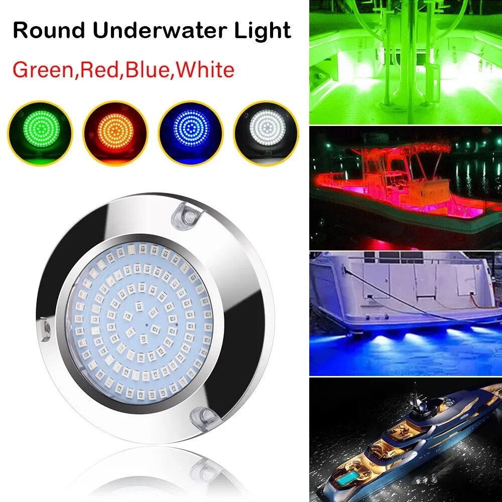 DC 12V 24V 45W Marine Boat LED Stern Light Round Stainless Steel LED Tail Lamp For Kayak Yacht Accessory Blue White Green Color