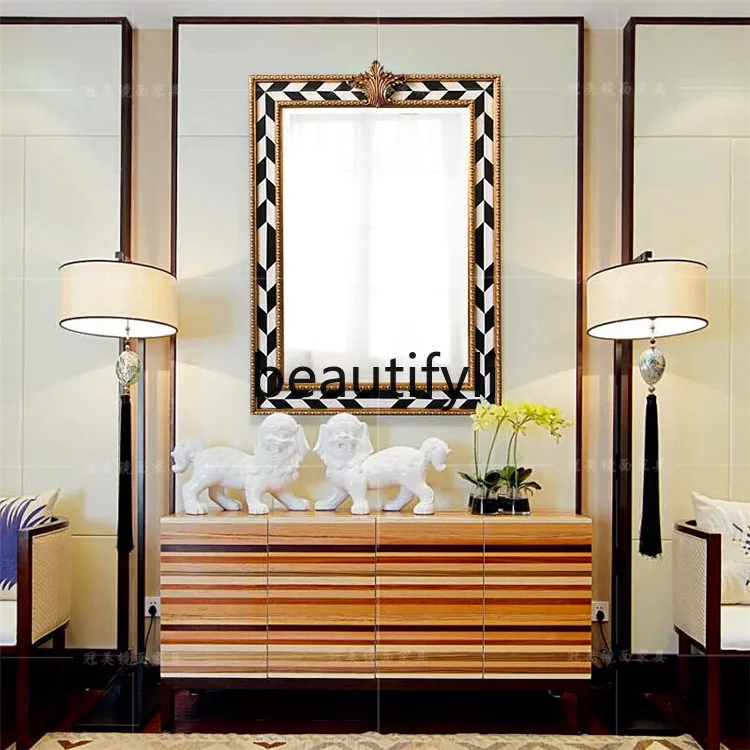 

European classical square entrance decorative wall-mounted mirror waterproof bathroom wall-mounted bathroom cosmetic mirror