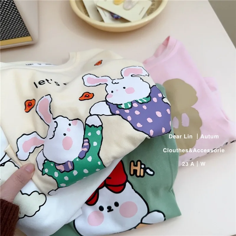 Baby Girls Boys Long Sleeved T-shirt Toddler Cartoon Shirts Kids Top Tees 2024 Spring Autumn Children\'s Korean Style Clothing