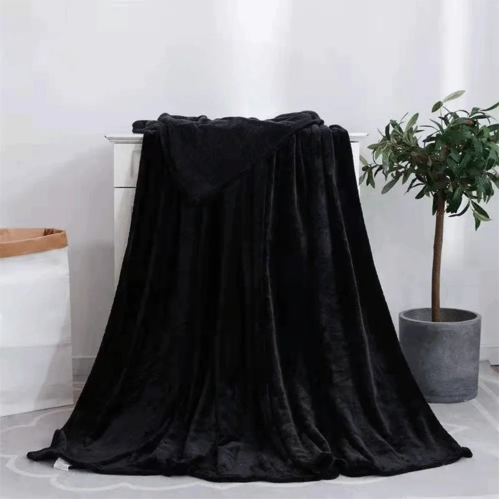 New Solid Color Blanket Warm Soft Flannel Throw Blanket Multifunctional Skin Friendly Nap Shawl Blanket Office