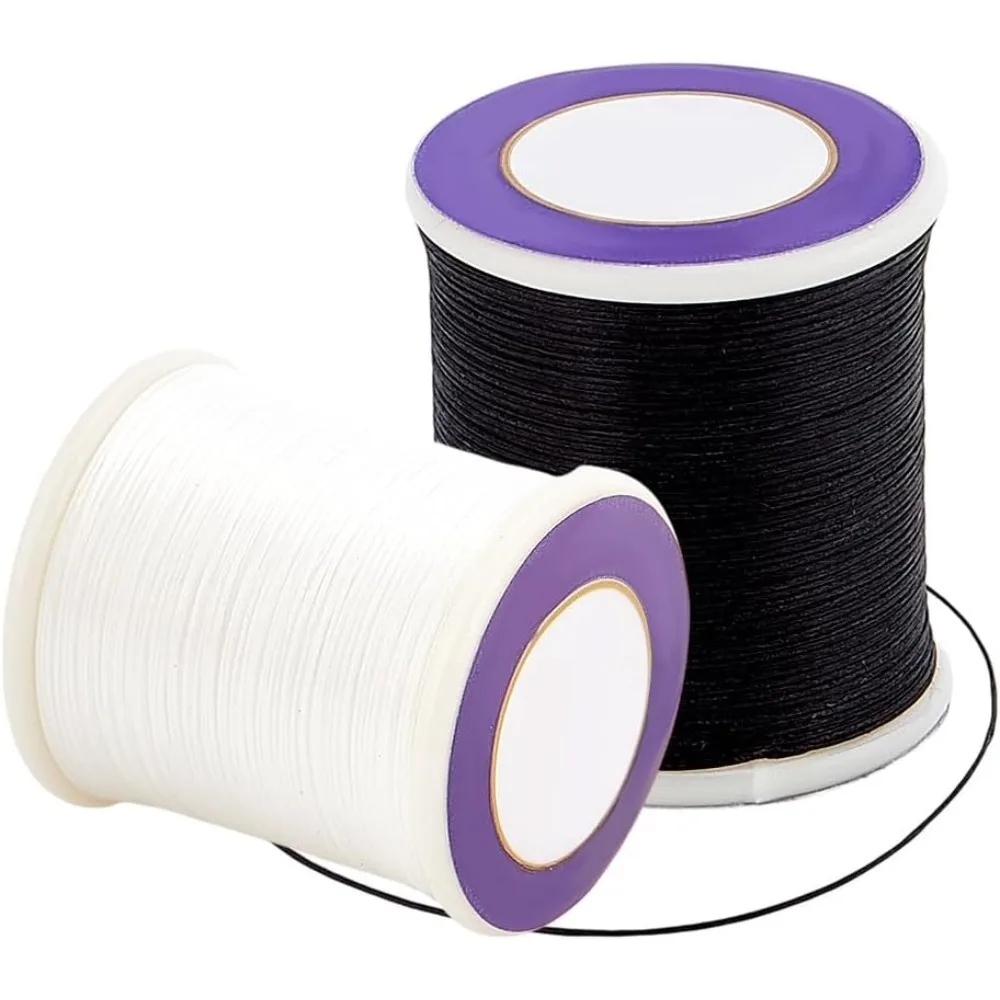 

109 Yards 0.1mm Beading Thread Black White Bracelet String 2 Rolls Seed Bead String Coated Beading Cord Nylon Sewing String