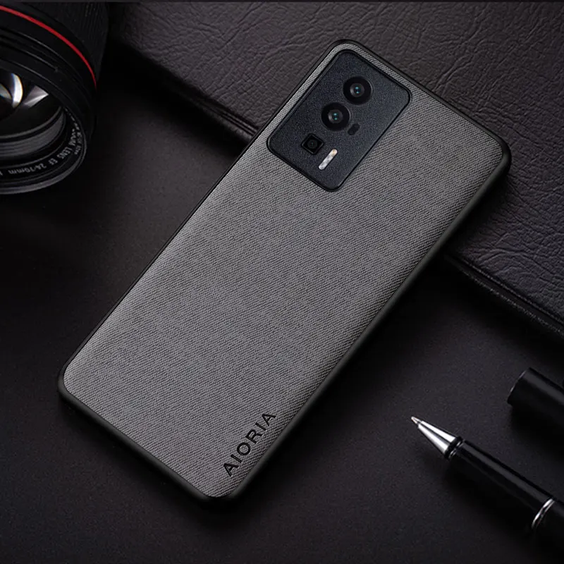 Case for Poco F5 Pro M6 M7 Pro simple solid color textile Leather protective back cover for xiaomi poco f5 case