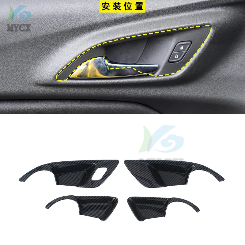 4pcs/Set Carbon Fiber Auto Interior Door Handle Cover Decoration Stickers For Chevrolet Seeker 2023