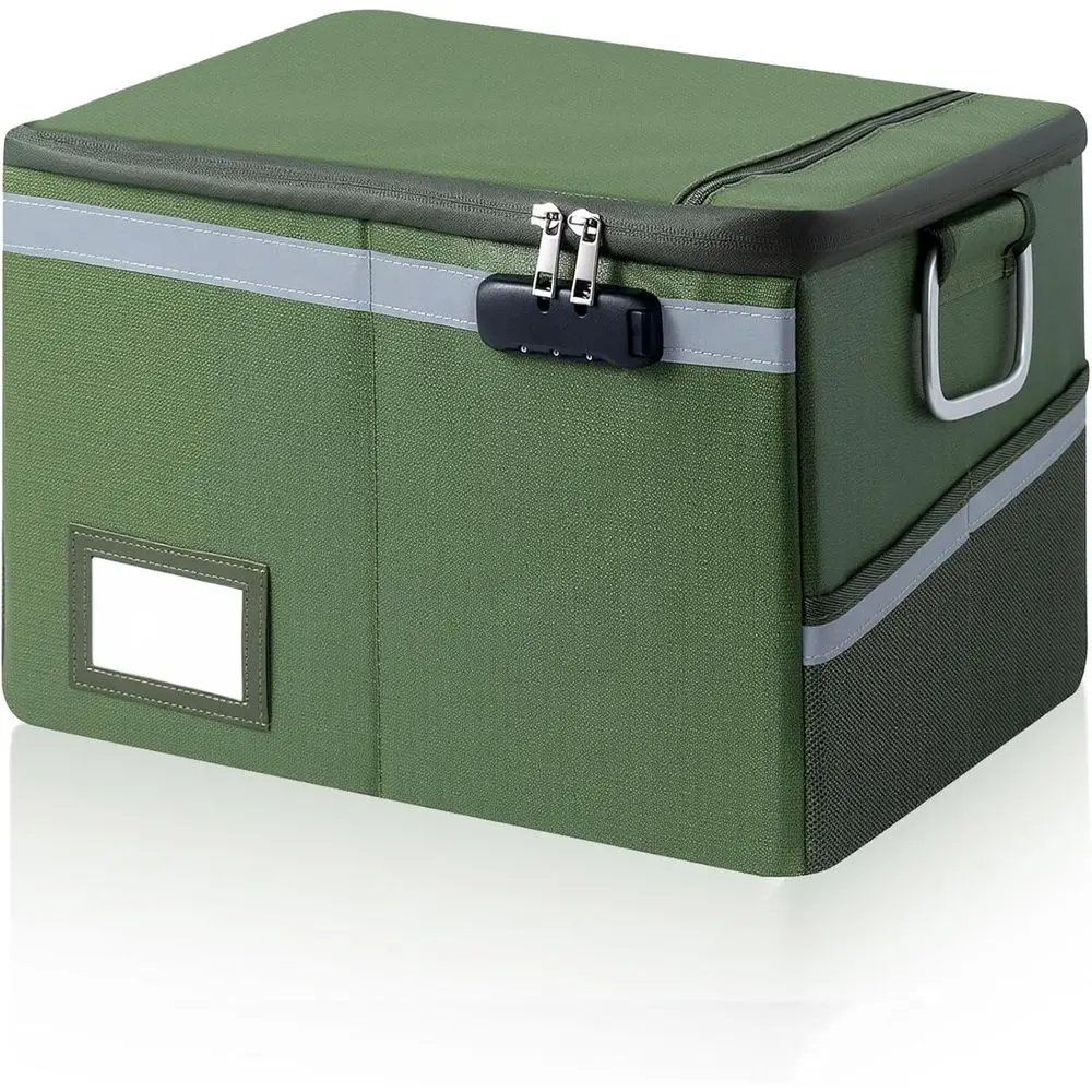 

ireproo Waterproo Document Box with Lock - Collapsible Portable ile Organizer Hard Shell Storage or Hanging Letter/Legal olders