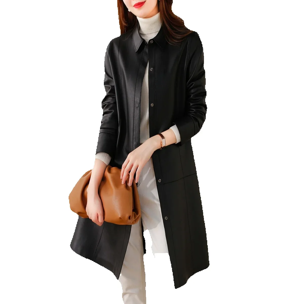 High End Sheepskin Genuine Leather Clothing For Women's Outerwear, Long And Stylish, With A Light And Fashionable Look