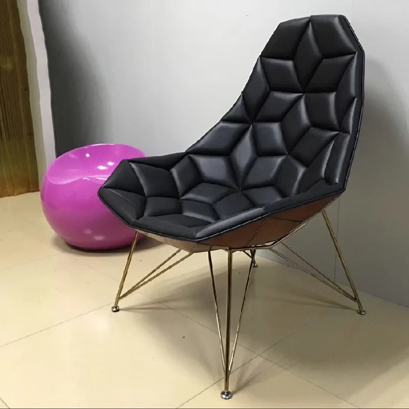 Leisure Square Chair Negotiation Conference Chair Designer Rhombus Light Luxury Single Reclining