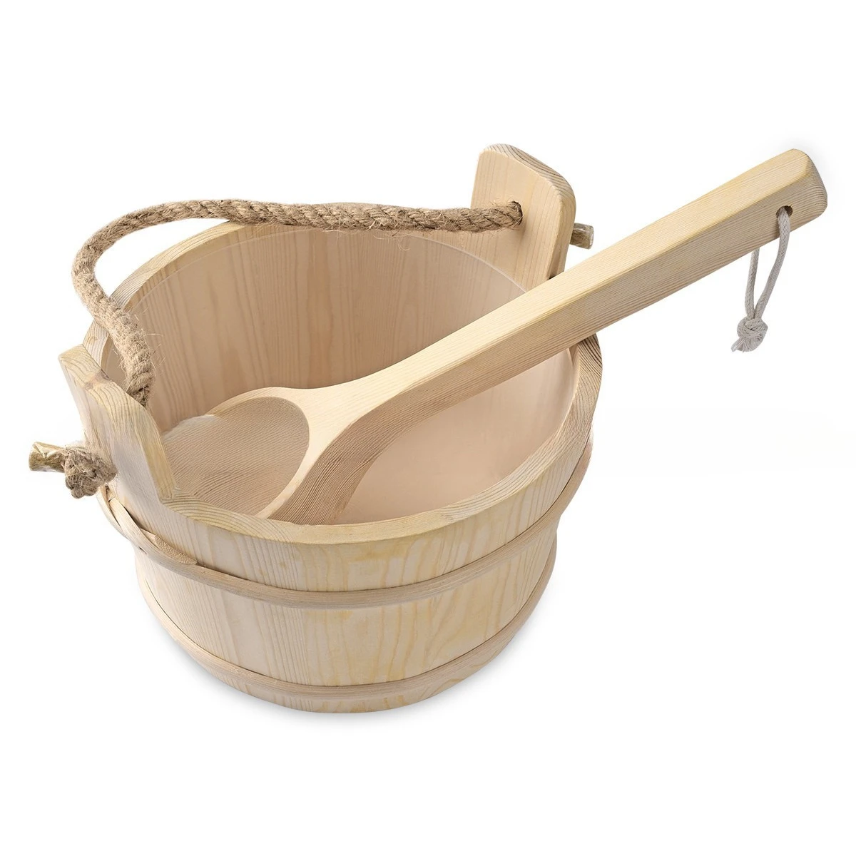 Natural Wood 4L Sauna Barrel with Ladle – Cedar Steam Bucket for Detox, Weight Loss, and Skin Care at Home