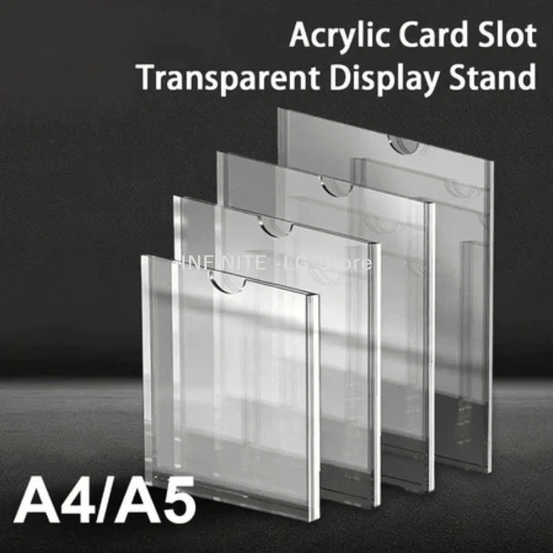 A4/A5 Clear Acrylic Wall Frame Wall Mount Sign Holder Certificate Frame Wall Picture Display Stand Single Double Layer Card Slot