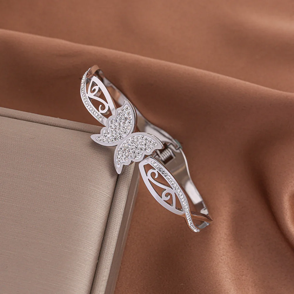Luxurious crystal butterfly bracelet, silver gold plated bracelet for women, spring bracelet, girl gift