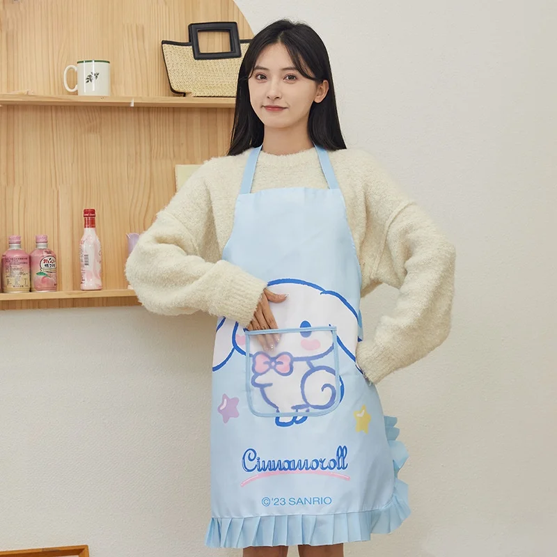 Sanrio Kuromi Cinnamoroll My Melody Kitchen Waterproof Oil-Proof Apron Anime Sanrio Girly Heart Cute Cafe Thin Work Clothes