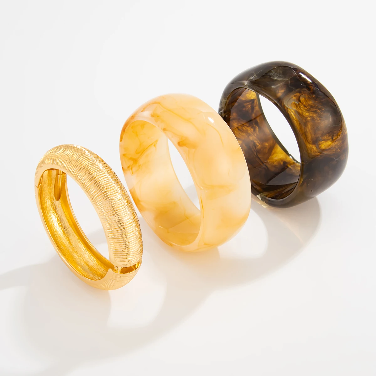 IngeSight.Z 3 Style Vintage Geometry Resin Acrylic Thick Wide Bracelets for Women Punk Geometry Round Bangles Steampunk Jewelry