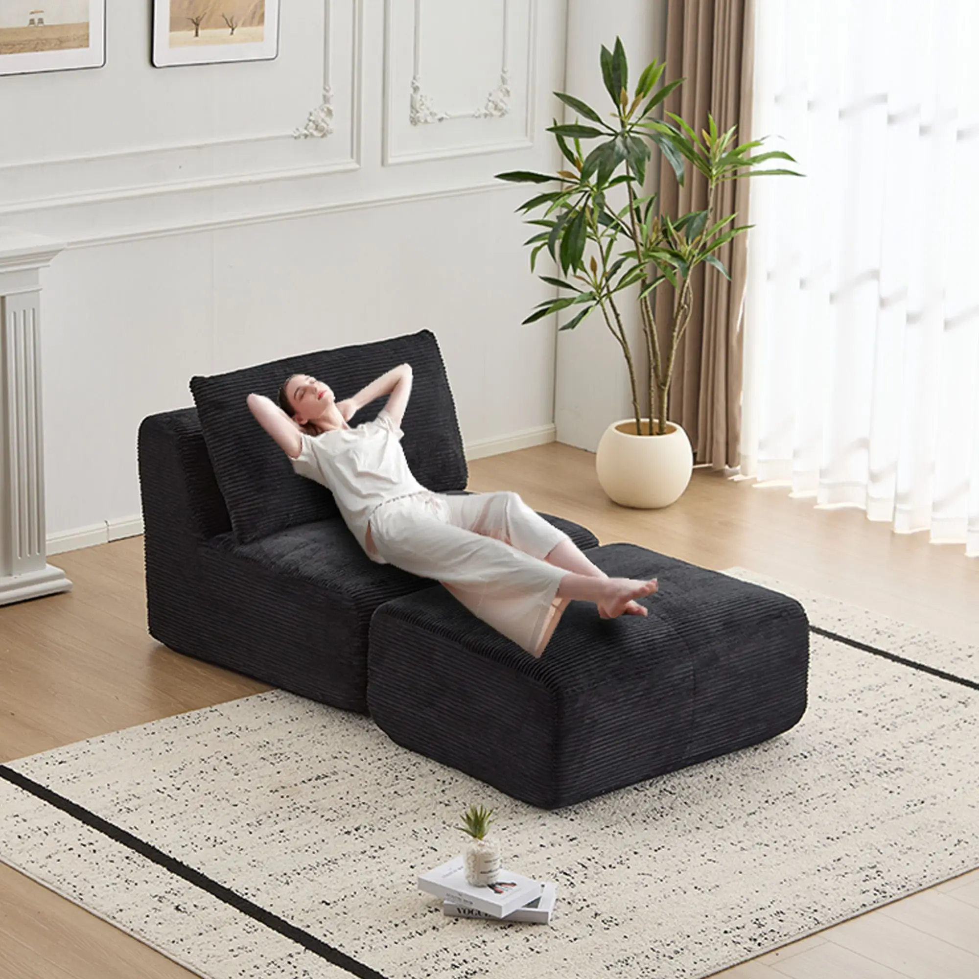 Modern Memory Foam Compressed Sofa,Large Sectional Couches for Living Room,Pet-Friendly Cloud Modular,Corduroy Fabric,Extra Deep