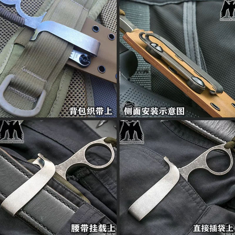 Imagem -05 - Titanium Alloy Back Clip Leather Clip Topológico Mapa Cor Proteção Parafuso Acessórios Edc k Board Knife Bainha Clip Tc4