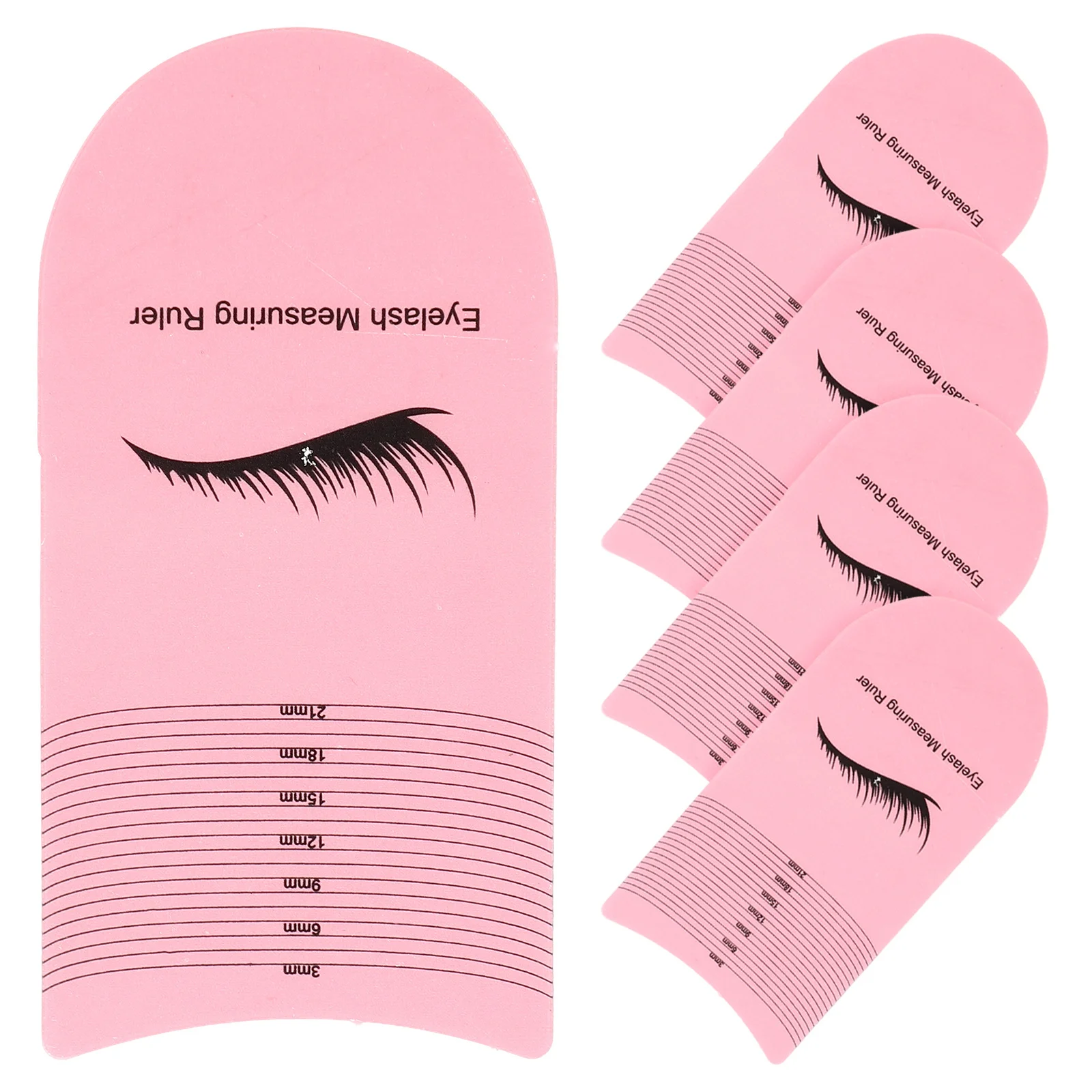 5 Stück Wimpern-Messlineale, langlebige Wimpern-Messwerkzeuge für genaue Wimpernverlängerungsmessung, Curling-Grad-Lineal