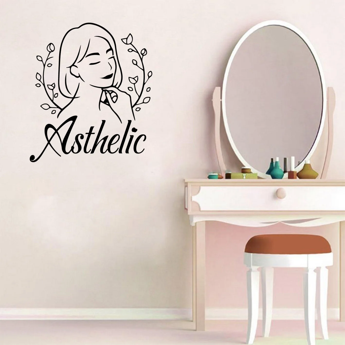 1 pc useful salon Personalized Name Wall Sticker Removable Wall Stickers Diy Wallpaper for beauty or hairdressed Decoration