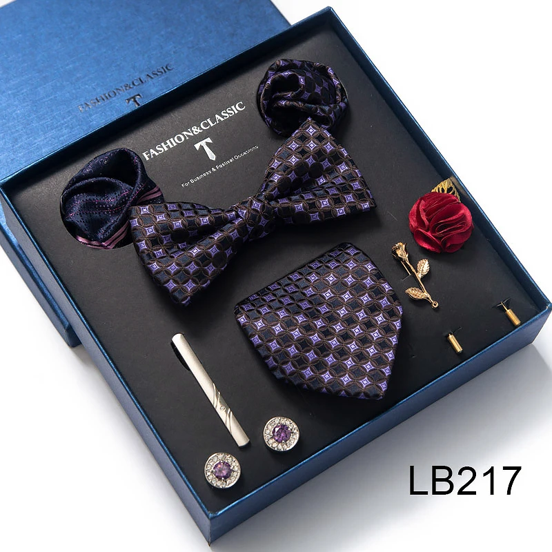 Hochwertiges Krawatten-Set, luxuriöse Geschenkbox, Seidenkrawatten-Set, 8 cm, festliches Geschenk, Krawatte, Einstecktücher, blaues Weihnachtsgeschenk – Detail 18