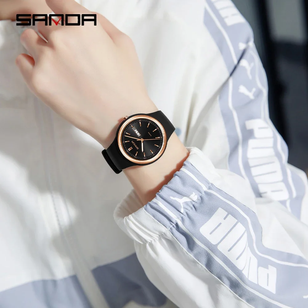 SANDA Top 6213 Male and Female Student Watches Casual Simple Dual Calendar Fashion Male and Female Student Quartz Watches 2024