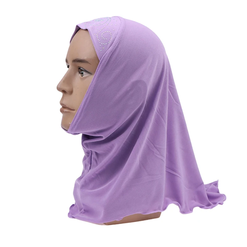 Hijab instantâneo muçulmano para meninas, pronto para vestir, xales islâmicos, Turbante com flores, Jersey Head Wrap, 2 a 6 Y, 1pc