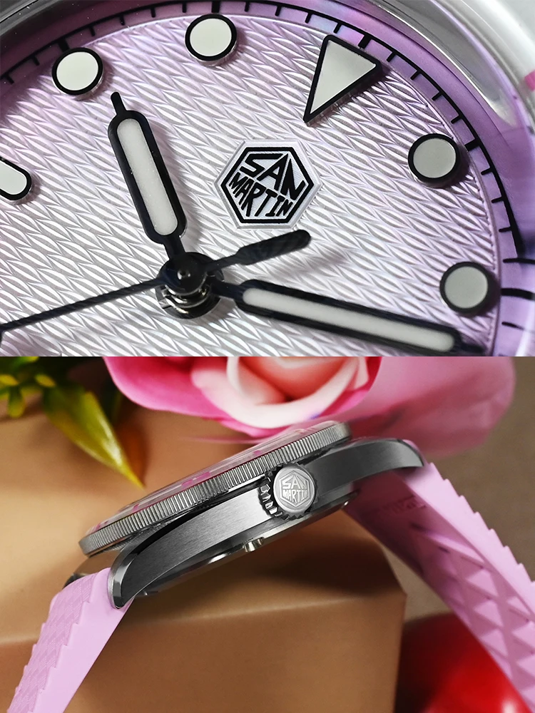 San Martin 2026 Jam Tangan Wanita 32.5Mm Jam Tangan Kuarsa Mewah Elegan Jam Tangan Wanita Dial Guilloche MOP Modis Safir WR200m SN0151