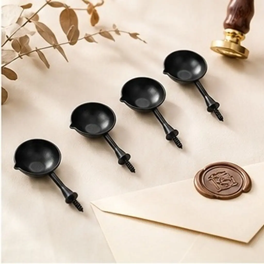 6Pcs Wax Seal Spoon Iron Material Retro Style Easy Use for Melting Seal Wax Envelope Sealing Stamp Scoop Sealing Stamp Spoon