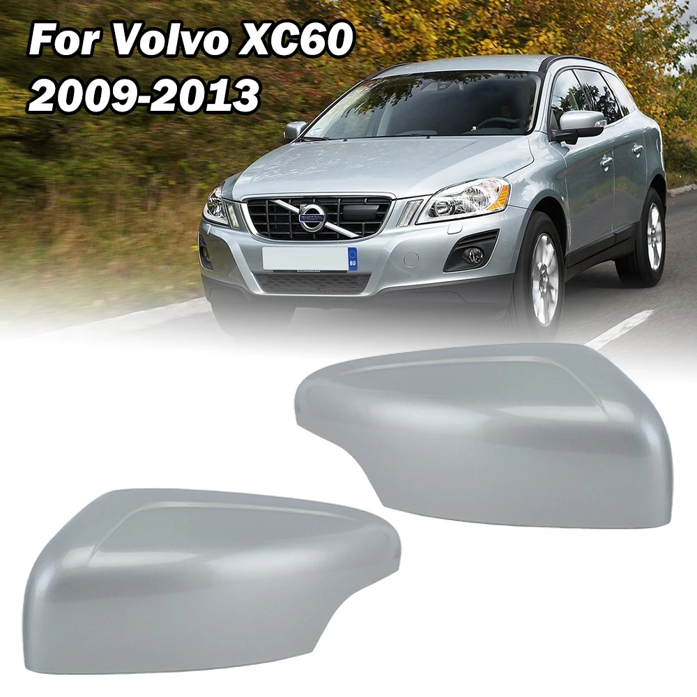 Side Mirror Covers For Volvo XC60 2009-2013 Door Side Mirror Covers Frame Heated Lens Lower Base Cap Auto Car Parts Metal Sliver