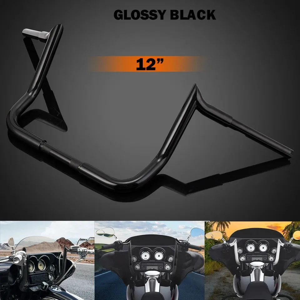 

For Harley Electra Street Glide 12" Rise Meathook Ape Hangers Handlebar Black