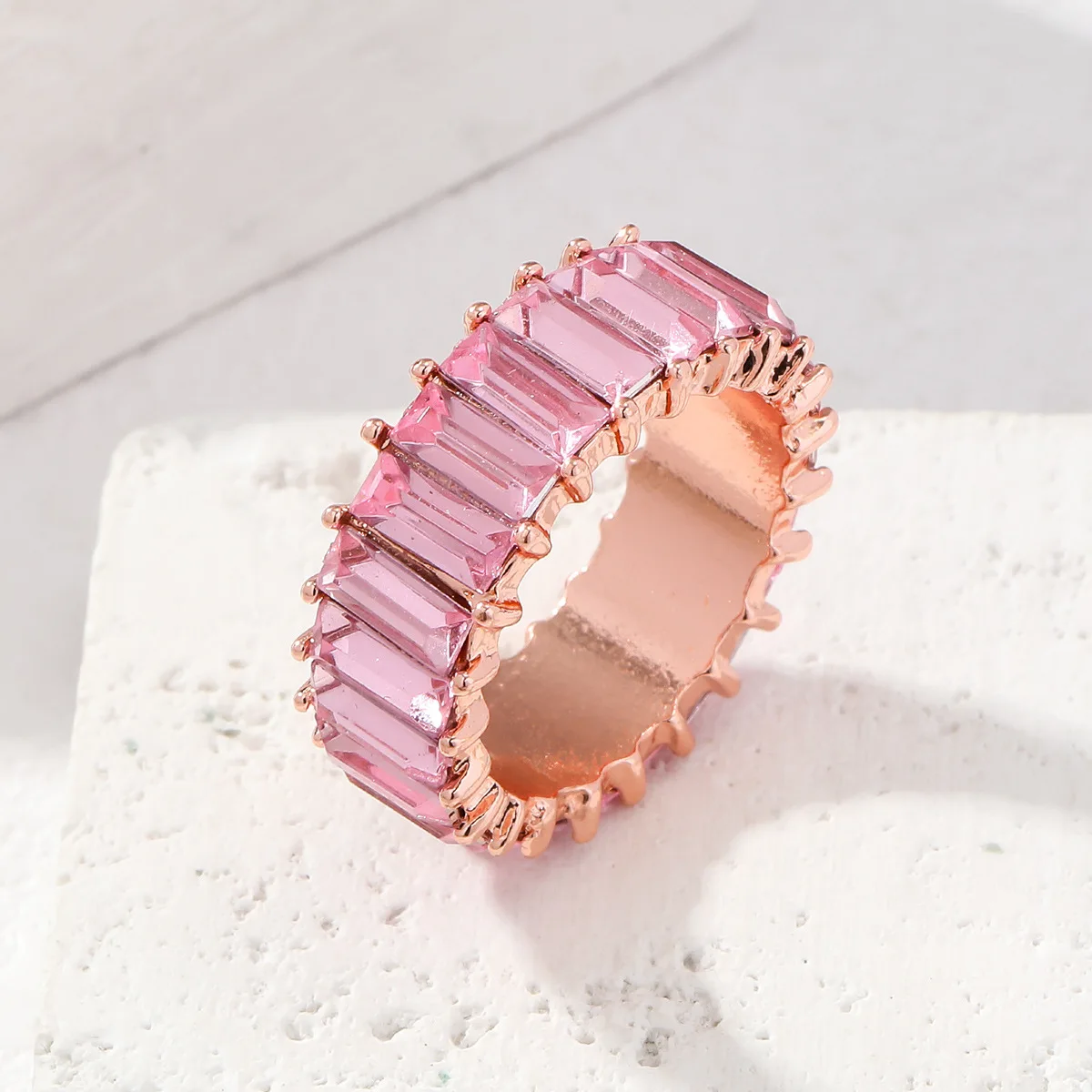 Rectangle full diamond ring female Korean version Internet celebrity fashion light luxury versatile trend exquisite niche design